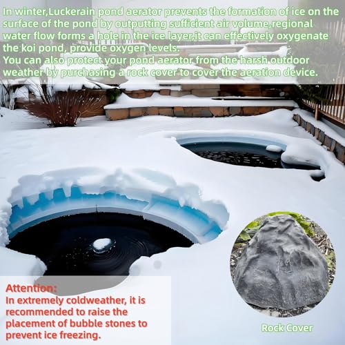 Luckerain Pond Aerator 8000 Gallons Koi Pond Air Pump, Aerators for Outdoor Ponds,Air Pump with Weighted Air Line and Submersible Diffuser Stick - size: 1 Diffuser / Up to 8000 Gallon