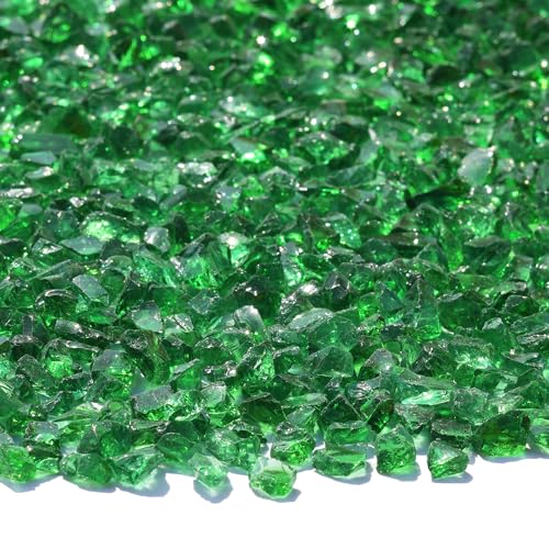 QYGL Crushed Glass for Resin Art, DIY Crafts, and Home Decor - 2.1LB Green Broken Glass Pieces 3-6mm, for Vase Fillers, Tabletop Fire Pit, and Aquarium Rocks - color: Green
