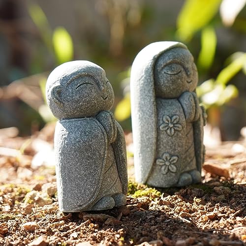 OwMell Japanese Jizo Monk Statue, Buddha Jizo Figurine Memorial Aquarium Statue Ornament - Namaste - color: Namaste