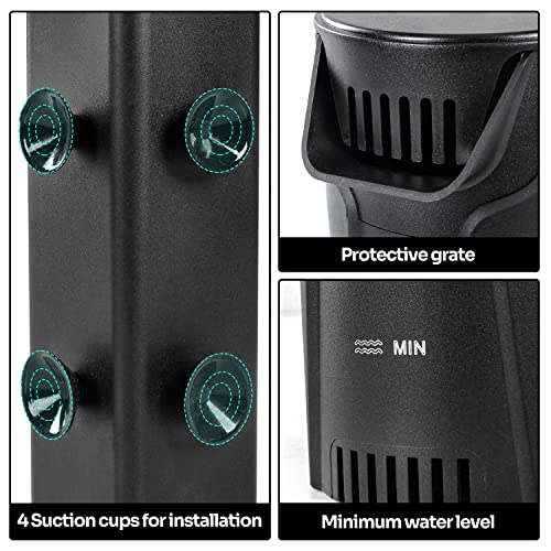 Yaubay Quiet Internal Aquarium Filter, 3-Stage Bio-Filtration Low-Level Waterfall Small Power Filter with Protective Grate for Up to 10 Gallon Fish Turtle Shrimp Tank Filtration (Filter) (Filter) - style: Filter