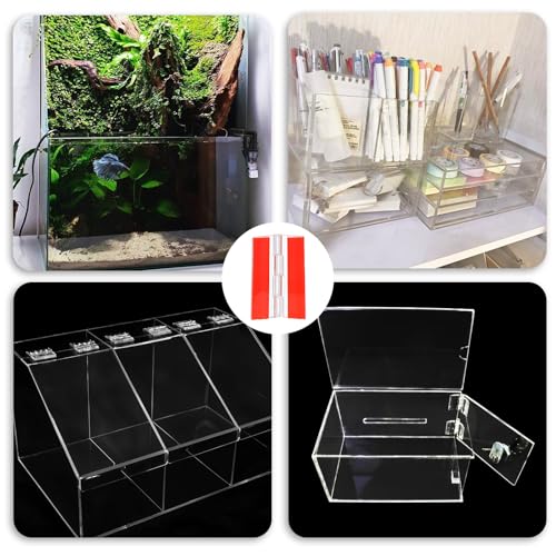 6 Pcs Self-Adhesive Clear Plastic Hinges 65x40mm Acrylic Small Hinges for Crafts Aquarium Lid Hinge Clear Foldable Hinge Tools for Cabinet Glass Furniture Display Stand