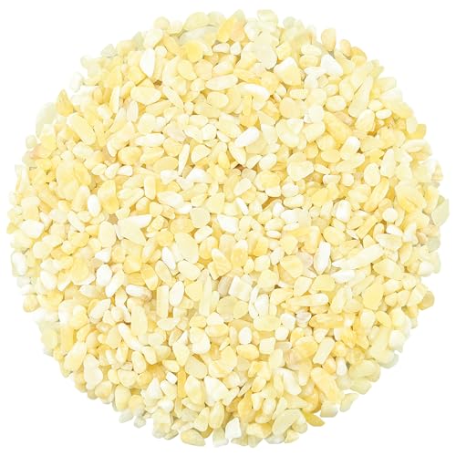 ZHIYUXI Yellow Jade Crystal Chips Bulk Fish Tank Decorations Aquarium Rocks Gravel Vase Filler Stones Crystals for Candle Making Witch Kit Gravel for Plants Quartz Sand Gemstone 0.22 lbs - color: R# Yellow Jade, size: 0.22lbs