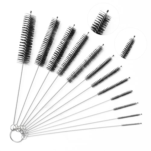 Straw Cleaner Brushes Sets, 24 Pieces Aquarium Filter Brushes, Length 8.26 Inch Stainless Steel Nylon Pipe Brush, Different Width Sizes Water Pipe Brush