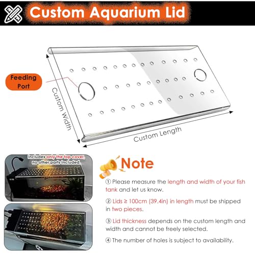 LZMZMQ Aquarium Anti Jump Cover Acrylic, Cat Proof Terrarium Lids, Fish Tank Anti-Jump Lid, Top Mount Aquarium Hood with Hole, 8 12 14 16 18 20 inch Wide(L35xW20cm/13.8x7.9in) - size: L35xW20cm/13.8x7.9in