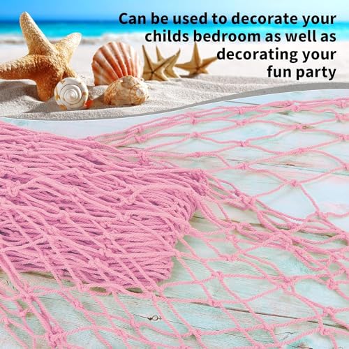 ZUEXT Light Pink Decorative Fishing Net 80x40 Inch, 2PCS Wall Photo Hanging Fishnet,Cotton Mermaid Net for Nautical Mermaid Pirate Ocean Themed Hawaii Beach Under the Sea Party Decorations - color: Light Pink, size: 80" x 40" - 2 Pack