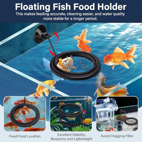 Aquarium Feeding Ring Small Round Floating Fish Food Feeder Food Holder with Suction Cup for Betta Goldfish Guppy Turtle Tank Accessries (2Pack) - size: 2Pack