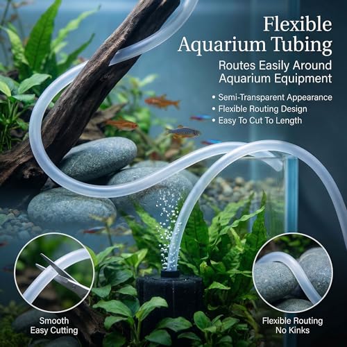 Aquarium Airline Tubing 3/16” Standard Air Hose, Flexible and Kink Resistant Tubing for Fish Tank Air Pump, Safe for Freshwater and Saltwater Aquariums-6.5 Feet - size: 6.5 feet
