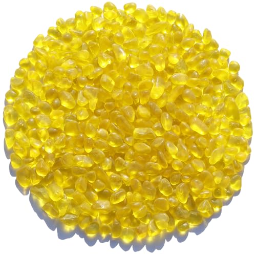 QYGL Sea Glass Stones - 0.55LB Yellow Frosted Glass Pebbles Gemstones - Perfect for Aquarium Rocks, Fish Tank Gravel, Vase Fillers, DIY Crafts, and Home Decor - color: Yellow