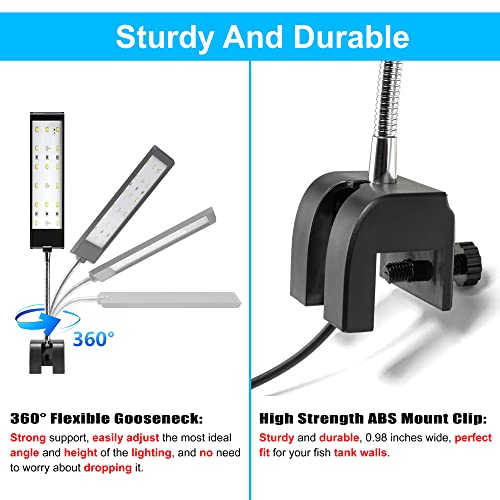 DaToo Aquarium Light Small LED Clip Light for Fish Tank 10W with Timer&Dimmer, 1 Yr Warranty - size: 10W (With Timer & Dimmer)