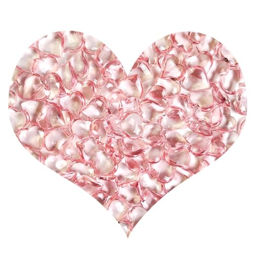 150 Pcs Pink Acrylic Heart Shaped Crystals, 0.9 Inch Heart Crystal Rhinestones, Diamond Fake Gems for Vase Fillers,Table Scatters,Wedding Centerpieces,Birthday,Bridal Shower - color: Pink