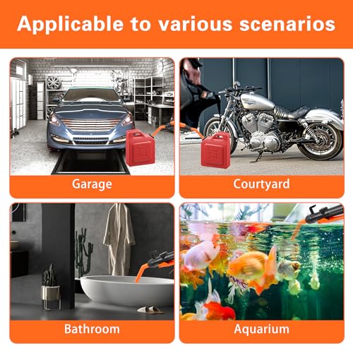 Electric Fuel Transfer Pump, Portable Battery Powered Hand Fuel Pump, Battery Gas Pumps Universal Fit for Vehicles, Boats, Lawn Equipment, Emergency & Home Use(Black Orange)