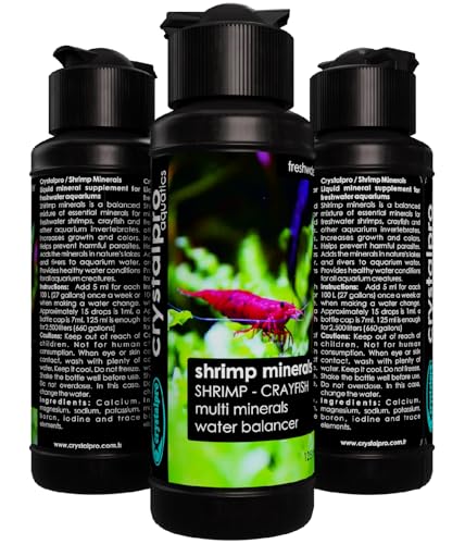 Crystalpro Shrimp Minerals 4.2 Oz – Liquid Aquarium Salt & Trace Elements for Freshwater Shrimp Tanks – Supports Caridina & Neocaridina – Molting & Breeding Additive – Invertebrate Tank Conditioner - size: 125 ml