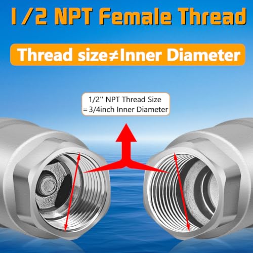 1/2 Inch NPT Thread Stainless Steel Spring Check Valve, Non Return One Way Horizontal Check Valve, Vertical Inline Water Check Valves for Well, Pump, Tank, Backflow Prevention - size: 1/2'' NPT