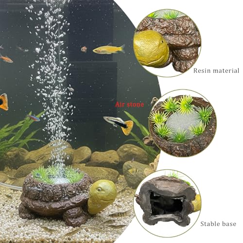 LIYAOLI Aquarium Air Stone Bubbler - Resin Turtle Tank Decor, Fish Tank Bubbler Decorations with Oxygenation Function, Perfect Turtle Tank Accessories for Aquarium Landscape, with Air Tubing - color: A Turtle