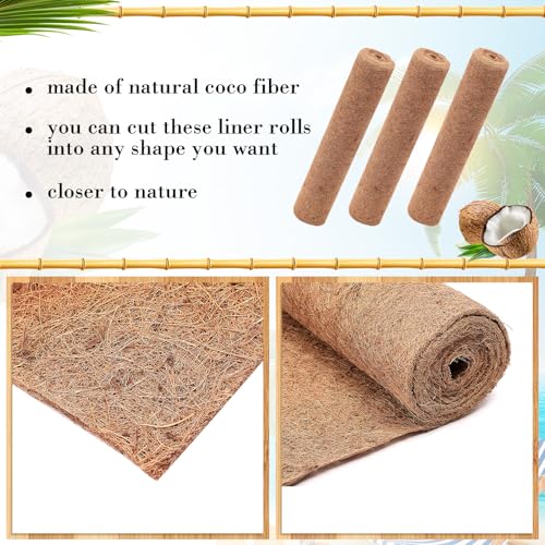 Jetec Coconut Liners for Planters, 24x 140 Inch Natural Coco Planter Roll Liner for Hanging Basket, Reptile Carpet, Fiber Mat, Garden Decoration, Animal Pet Reptile Pad - size: 24 x 80 Inch