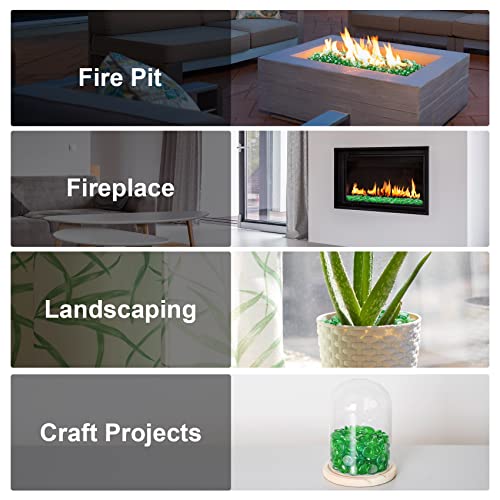 Stanbroil 10-Pound Fire Glass Beads - 1/2 inch Luster Fire Glass Drops for Fireplace Fire Pit | Gas Log Sets | Landscaping | Fish Tank, Emerald Green Luster - color: Emerald Green Luster