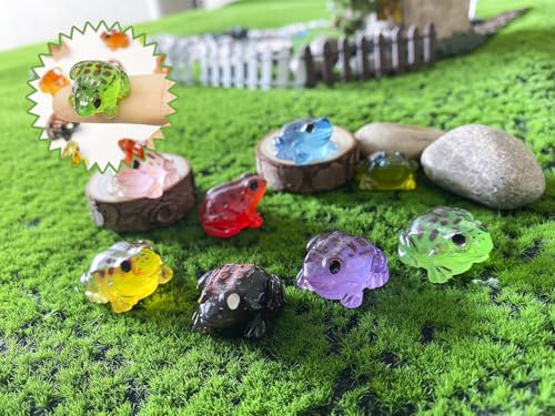 40 Pieces Resin Mini Frogs Luminous Mini Animals 10 Colors Tiny Animals for Crafts Dollhouse Fairy Garden Micro Moss Landscape Aquarium Potted Plant Decor (Frog2) - style: Frog2