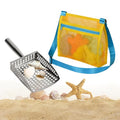 MUYIZI Sand Sifter Shovel with Mesh Beach Bag, Detachable Shell Scooper for Beach,Sand Scoop for Shell Collecting, Shark Teeth Sifter Dipper, Multi-Use Sifting Tool,Beach Toys for Kids (Blue+Yellow) - color: Blue+yellow