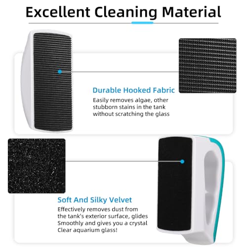 DaToo 2 Pieces Aquarium Magnetic Brush Glass Fish Tank Algae Scrapers Glass Cleaner Floating Scrubber Aquarium Clean Brush (Size M) - size: Size M (2 PCS)