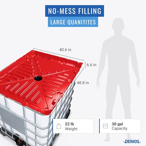 DENIOS® IBC Tote Funnel - 49.5"x42"x5" Extra Large Funnel | Wide Mouth for IBC Totes | Perfect for Fast, Spill-Free Liquid Transfer | Heavy-Duty Large | Red | IBC Tote NOT Included - color: Red