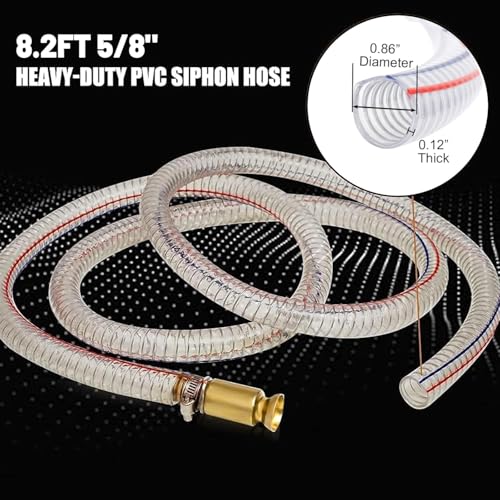 8.2FT 5/8" Heavy Duty Siphon Hose - Gerguirry Self-Priming Jiggler Pump for Boats, ATVs & Tractors Copper Nipple w/Metal Buckle, Fuel Transfer Tube for Gasoline Fuel Gas - size: 5/8"ID x 1Pcs