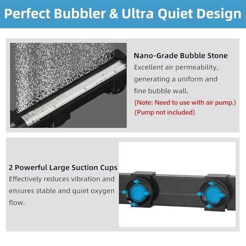 Submersible Aquarium Light 6Inch Fish Tank Light Bubbler Wall with Air Bubble Hole IP68 Waterproof Color Changing Led Light for Freshwater and Saltwater Aquariums Fish Tanks - size: 6 Inch