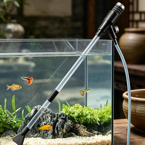Aquarium Gravel Cleaner, Manual Siphon Changer, Vacuum Water Gear with Smart Style, Utility Aid for Daily Care, Tank Mate, Gravel Aid for Maintenance Cleaning Reptile Shrimp Home Office Apartment Dorm