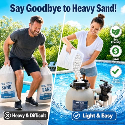 1.8 LBs Pool Filter Balls for Sand Filter, Reusable Pool Sand Filter Balls, Eco-Friendly Pool Filter Media Balls for Swimming Pool, Aquarium Tank (Equals 60 LBs Pool Filter Sand, White) - color: White, size: 1.8 LBS