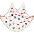 60x60 Inch Fishing Net Decor with Wooden Clips, Fishing Photo Banner The Big One Fishing Birthday Decoration Beige Natural Cotton Large Decor for Pirate Under The Sea Nautical Mermaid Themed Party