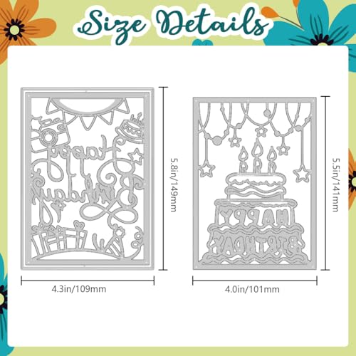 Birthday Cake Die Cuts, Carbon Steel Die Cuts Cutting Dies Frame Stencils Scrapbooking Embossing Template Dies for Birthday Card Making Party Greeting Embossing Invitation Photo Album - style: Birthday Frame