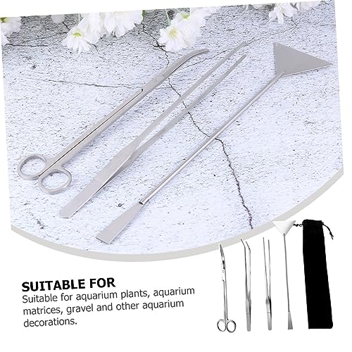 HANABASS 1set Aquarium Cleaning Tool Kit Stainless Steel Aquascaping Tools for Fish Tank Maintenance Set Storage Bag for Aquatic Plants and Gravel Care