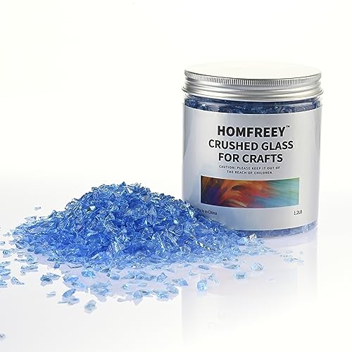 1.2 lb Crushed Glass for Resin Art,Vase Filler Broken Glass Pieces,3-6mm Crushed Glass for Crafts Making/Home Decoration (Sea Blue - color: Sea Blue