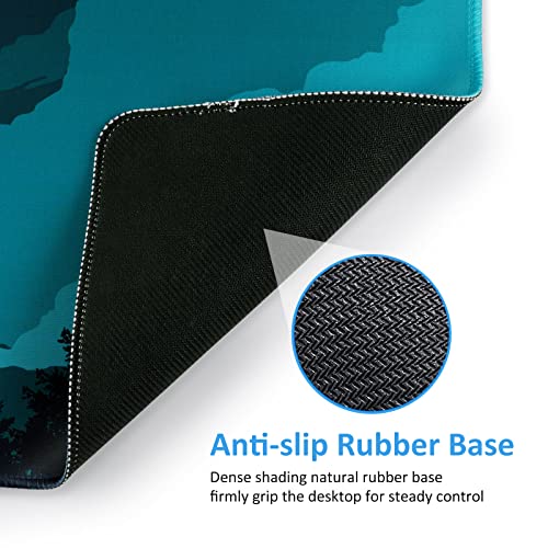 iCasso Extended Gaming Mouse Pad (35.4x15.7 in), Large 3mm Non-Slip Rubber Base Mousepad with Stitched Edges, Waterproof Keyboard Mouse Mat Desk Pad for Work, Game, Office, Home - Silent Night - color: Silent Night
