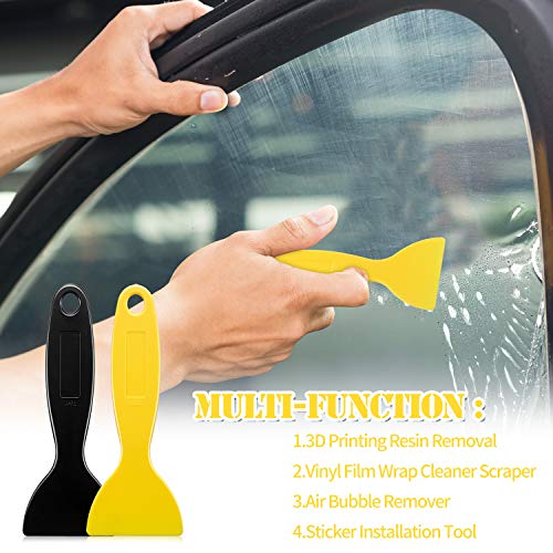 12 Pieces Plastic Spatula Putty Knife, Air Bubble Remover Sticker Installation Tool Flexible Paint Scrapers for 3D Printing Resin Removal Vinyl Film Wrap Cleaner, Spackling, Patching, Decal, Wallpaper - color: Black, Yellow