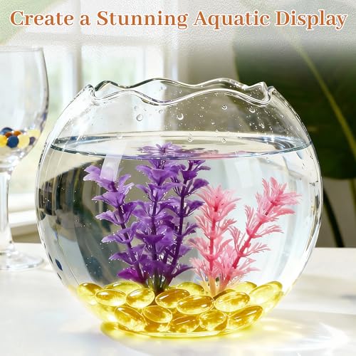 Yellow Flat Glass Marbles, 0.97 lb Vase Filler Pebbles Gems, Decorative Glass Beads for Vases, Crafts, Floral, Mancala Stones, Centerpieces, Aquarium Rocks for Fish Tank(Approx. 80-100 PCS) - color: Yellow