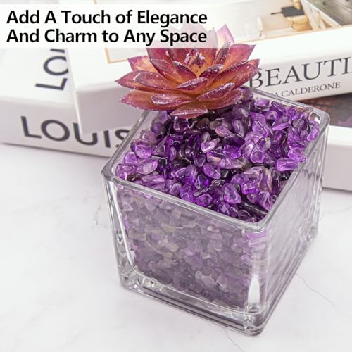 0.88 Lb Amethyst Crushed Stones Crystal Quartz Chips, Natural Tumbled Stones Irregular Shaped Gravels Pebbles Healing Stones for Vases Filler, Aquarium Gravel Rocks, Succulent Plants Decor - color: Amethyst, size: 0.88 LB