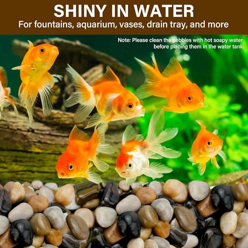 NUPICK 12lb River Rocks for Plants Indoor, 1-2Inch Mixed Pebbles for Vase Fillers, Decorative Gravel for Fish Tank, Natural Polished Stones for Succulent, Bonsai, Landscaping, Bird Baths - color: Mixed, size: 1-2"-12lb