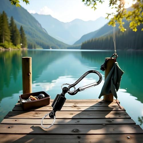 Black Fishing Strongest Magnetic Net Release Magnet Clip Holder Retractor, Quick Release Keychain with Super Strong Magnet, KeychainMagnet Carabiner Fly Fishing Magnetic Buckle Fishing Equipment
