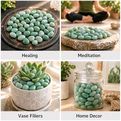 Polished Aventurine Crystal Bulk - 0.5" Colorful Tumbled Stone Chips Rocks, 10 oz Crushed Sea Glass Vase Filler Small Stones for Healing, Reiki, Crafting, Home Decor - color: Aventurine, size: 0.5"