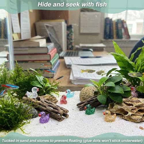 100 Pcs Glitter Mini Resin Ducks, Sparkling Tiny Figurines, Small Plastic Animals for Miniature Garden, Aquarium, Micro Landscape, DIY Crafts, Potted Plant and Moss Décor - color: Glittery