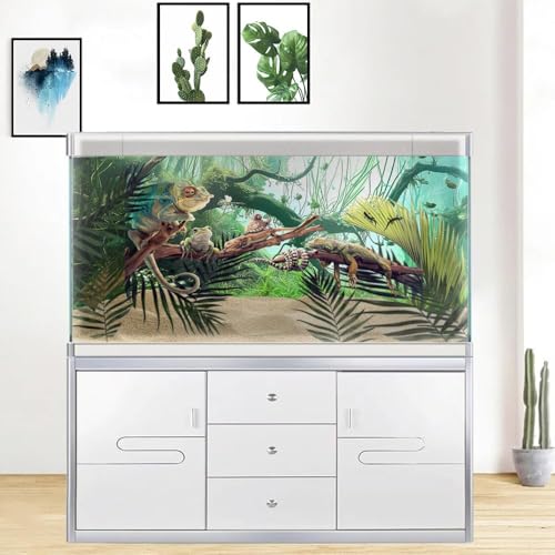 36X24IN Natural Submerged Forest Background Aquarium Background, 3D Image of Underwater Fish Tank Decoration, Greenery with 10 EVA Double-Sided Tape ﻿ - size: 36X24in/90X60cm