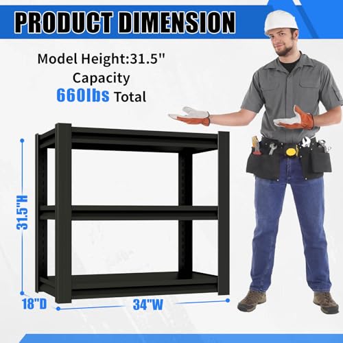 3 Tier Fish Tank Stand 20-30 Gallon, Heavy Duty Metal Storage Shelving, Shelf Adjustable, 34 "W x 18 "D x 31"H, Aquarium Stand for Reptile Terrarium Stand & Garage Home Office Storage Rack (Black) - color: Black