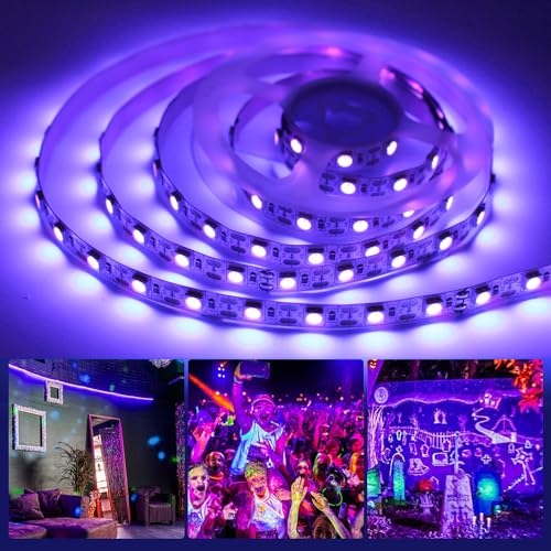 iNextStation UV Black LED Light Strip USB, 2M/6.6ft 5V SMD5050 LEDs 395nm-405nm Blacklight Strip for Fluorescent, 3D Print Curing, Computer Case, UV Poster, UV Body Paint, Room Décor - color: UV Black, size: With USB/6.6FT