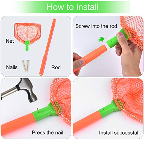 Coopay 2 Pieces Butterflies Fishing Net Catching Bug Floating Bait Beach Nets for Outdoor Playing - color: Green + Orange
