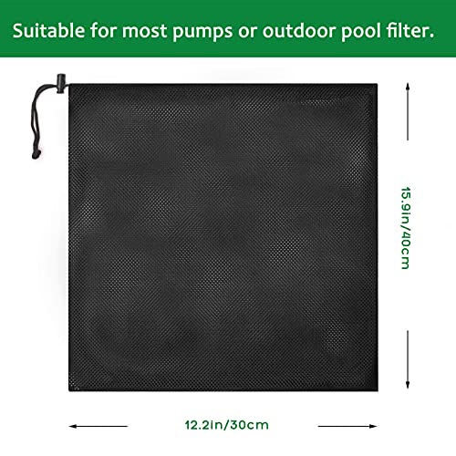 2 Pcs 12.2" x 15.9" Pump Barrier Bag, Pond Pump Filter Bag, Black Media Bag Large Pump Mesh Bag for Outdoor Water Ponds Filters (2Pcs-12.2"x 15.9") - style: 2Pcs-12.2" x 15.9"