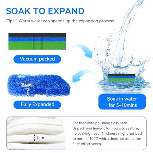 Canister Filter Replacement for Penn Plax 700/1000 CCF2UL/CCF3UL Canister Filter Aquarium Canister Filter Parts Bio Floss Sponge Compatible with Cascade 1000 Filter for Aquariums Fish Tank 16 Pack