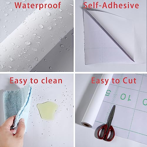 Dimcol White Contact Paper 15.7"x394" Peel and Stick Wallpaper, Matte White Wallpaper Self-Adhesive and Removable Decorative Contact Paper for Cabinets,Countertops,Shelve Wall - color: Matte White, size: 15.7" x 394"