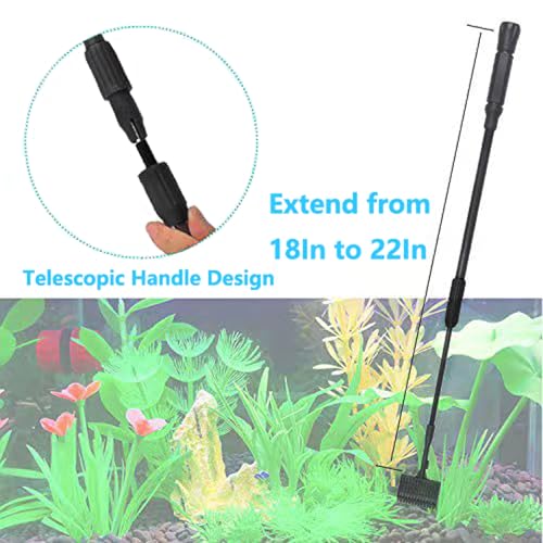Carefree Fish 4IN1 Aquarium Cleaning Tools Long Handle Adjustable Length 18~24Inch Fish Tank Cleaner Kit Algae Scraper Scrubber Brushes Set - size: 18~24In
