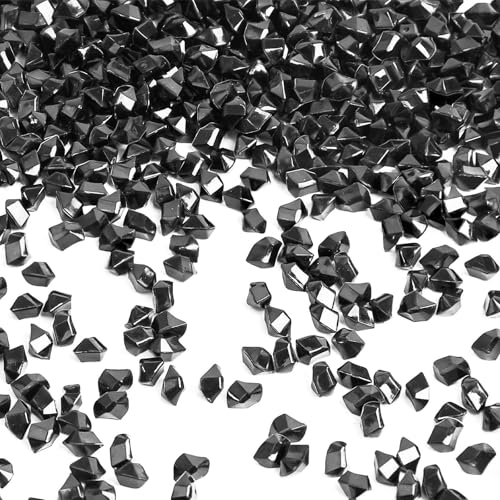 DomeStar 4200PCS Black Fake Ice Rocks, 0.33" x 0.23" Small Acrylic Black Vase Fillers Plastic Gems Aquarium Tank Rock Party Table Scatter Decorations - color: Black