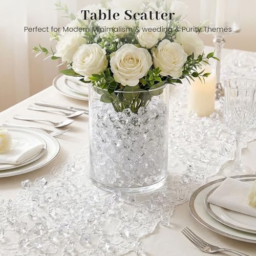 DomeStar 1050PCS Clear Fake Ice for Vase Fillers, Acrylic Fake Crystal Clear Vase Fillers Fish Tank Centerpiece Party Table Scatter Decor(0.4 x 0.6 inch) - color: Clear